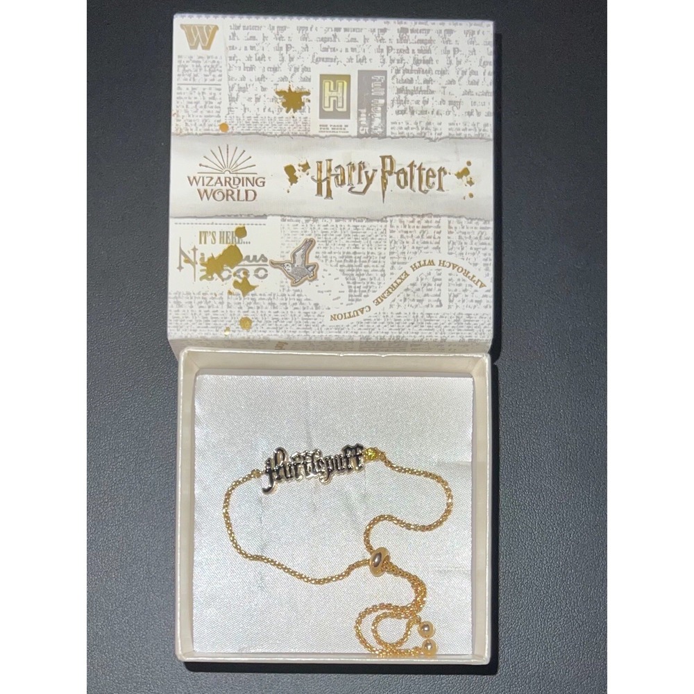 Harry Potter Hufflepuff Citrine Plated Gold  Adjustable Lariat Bracelet NEW